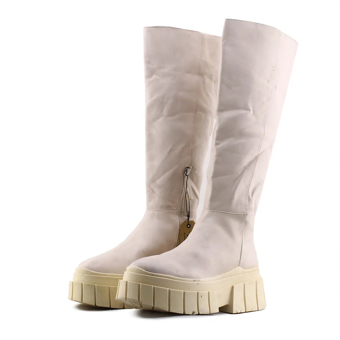 Bershka Zipper Knee High Boot | 100% Authentic Leather