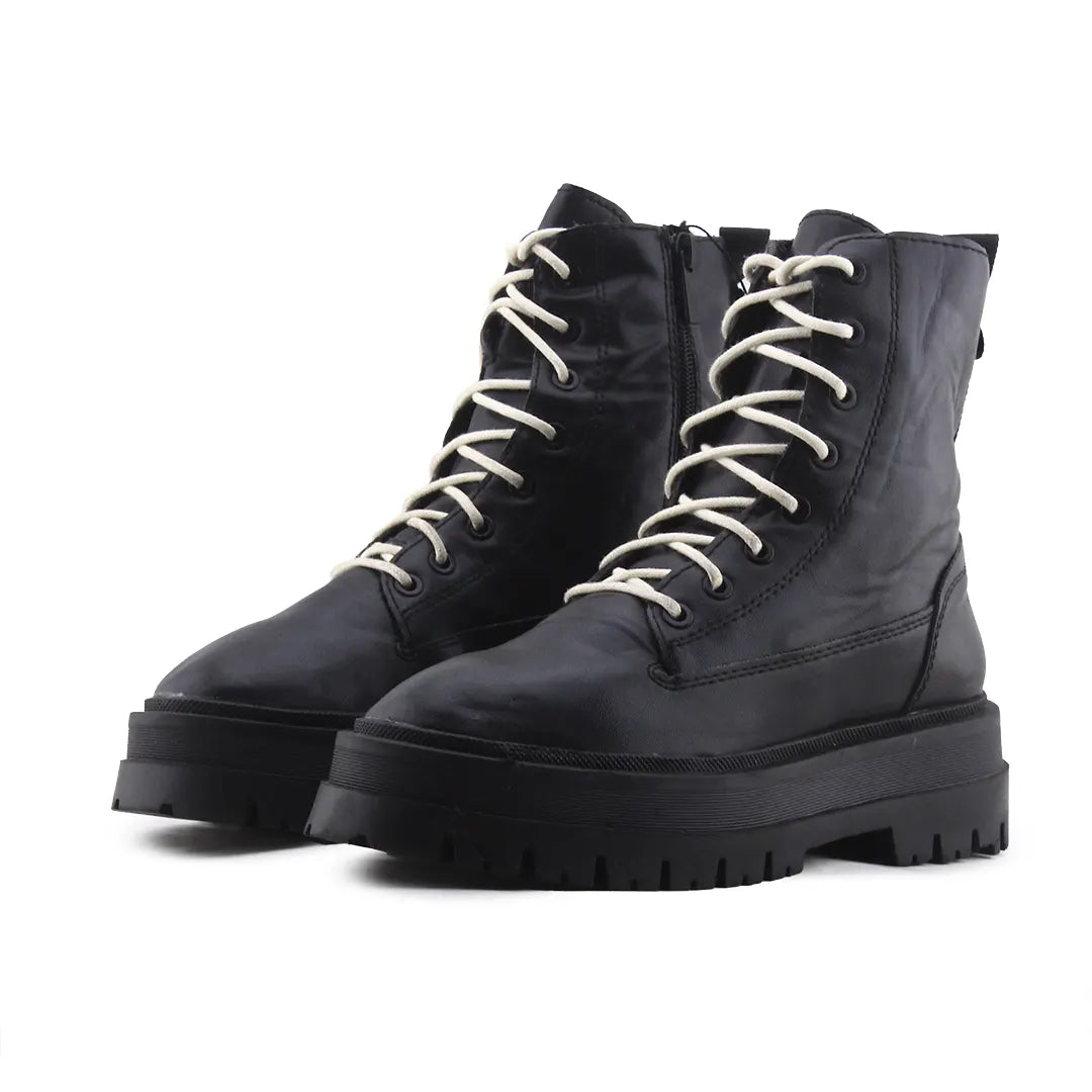 Stradivarius Zipper Lace Up Ankle Boot | 100% Authentic Leather