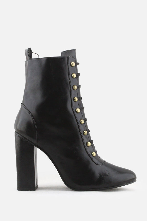 Zara Trafaluc Zipper Laces Block Heels Ankle Boots | 100% Synthetic Leather