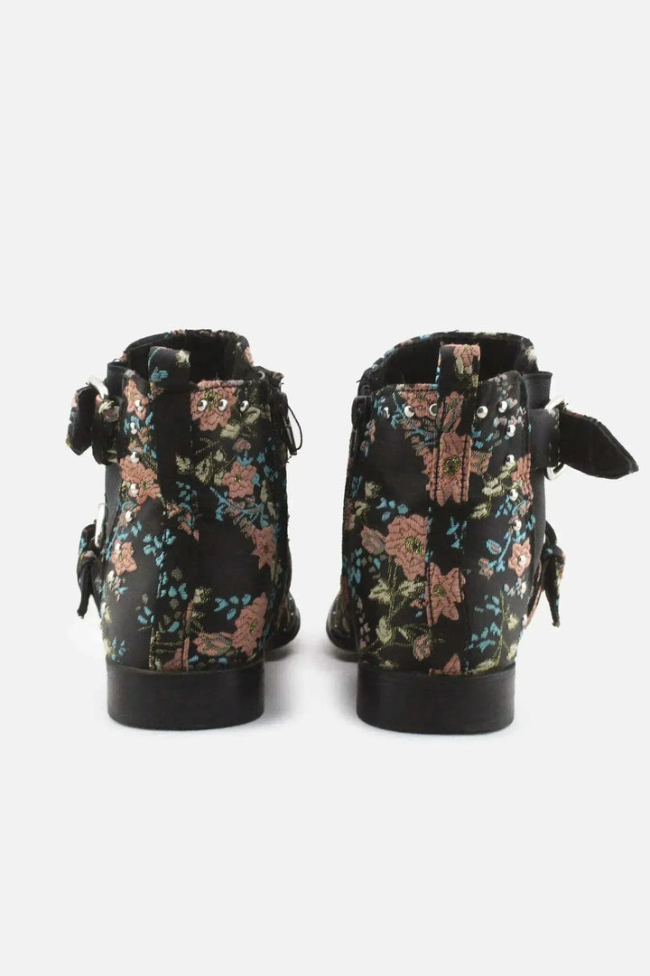Primark Zipper Stretchable Buckle Straps Chelsea Ankle Boots | Textile - sundaybazar