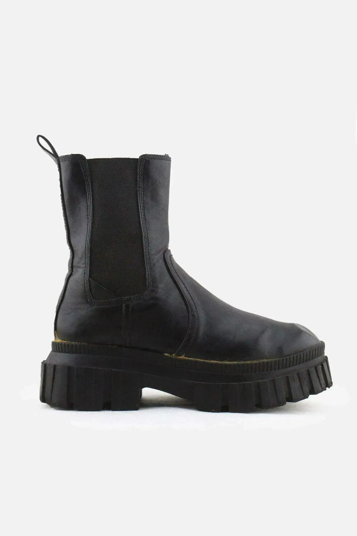 Stradivarius Stretchable Combat Ankle Boots | 100% Authentic Leather - sundaybazar