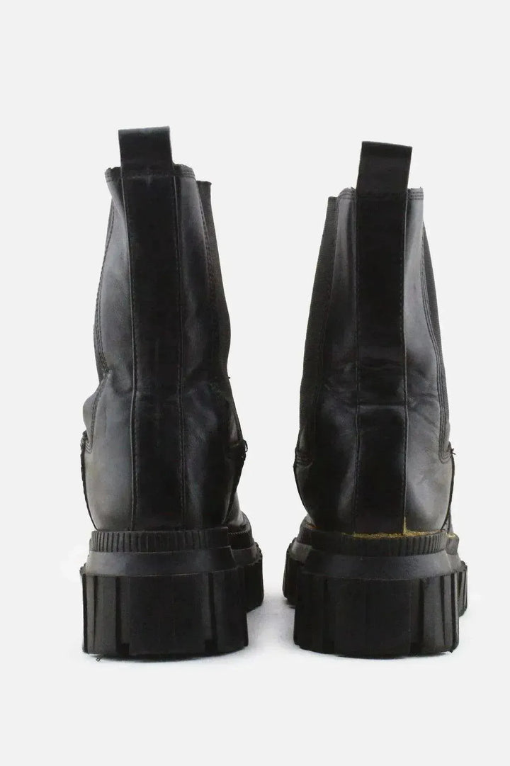 Stradivarius Stretchable Combat Ankle Boots | 100% Authentic Leather - sundaybazar