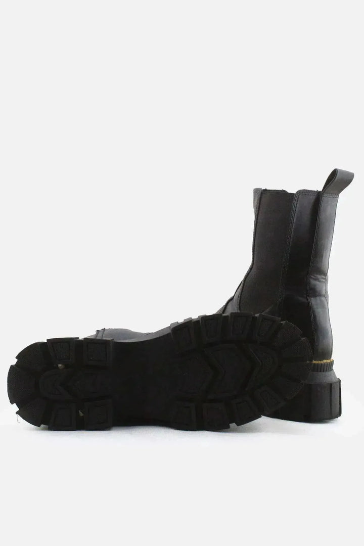Stradivarius Stretchable Combat Ankle Boots | 100% Authentic Leather - sundaybazar