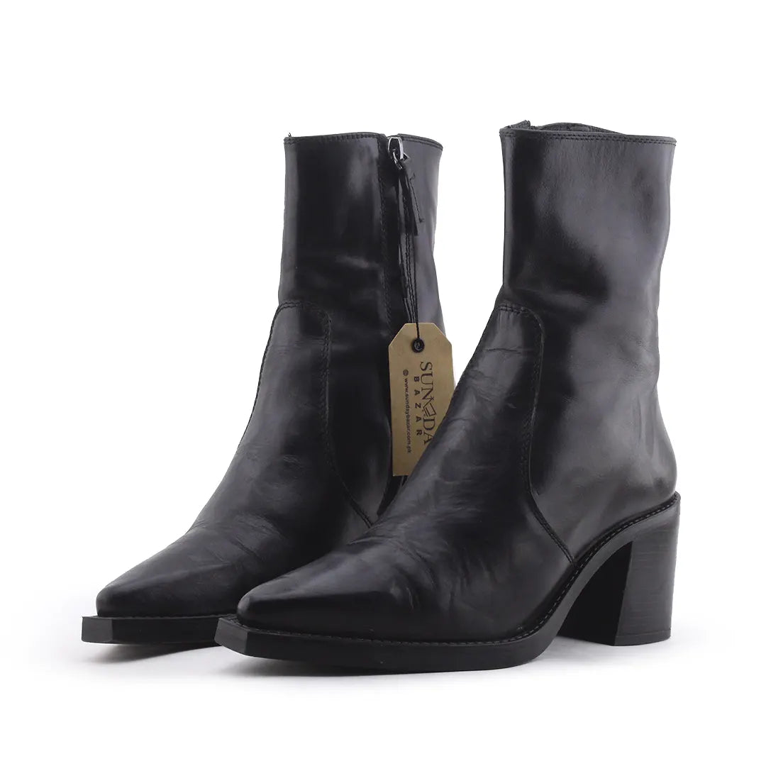 Massimo Dutti Zipper Ankle Boot | 100% Authentic Leather