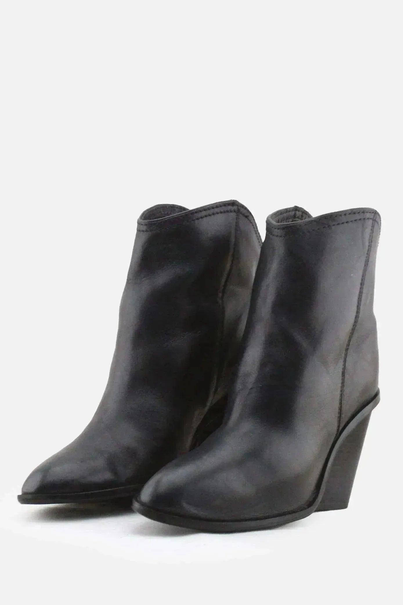Zara Block Heels Ankle Boots | 100% Authentic Leather - sundaybazar