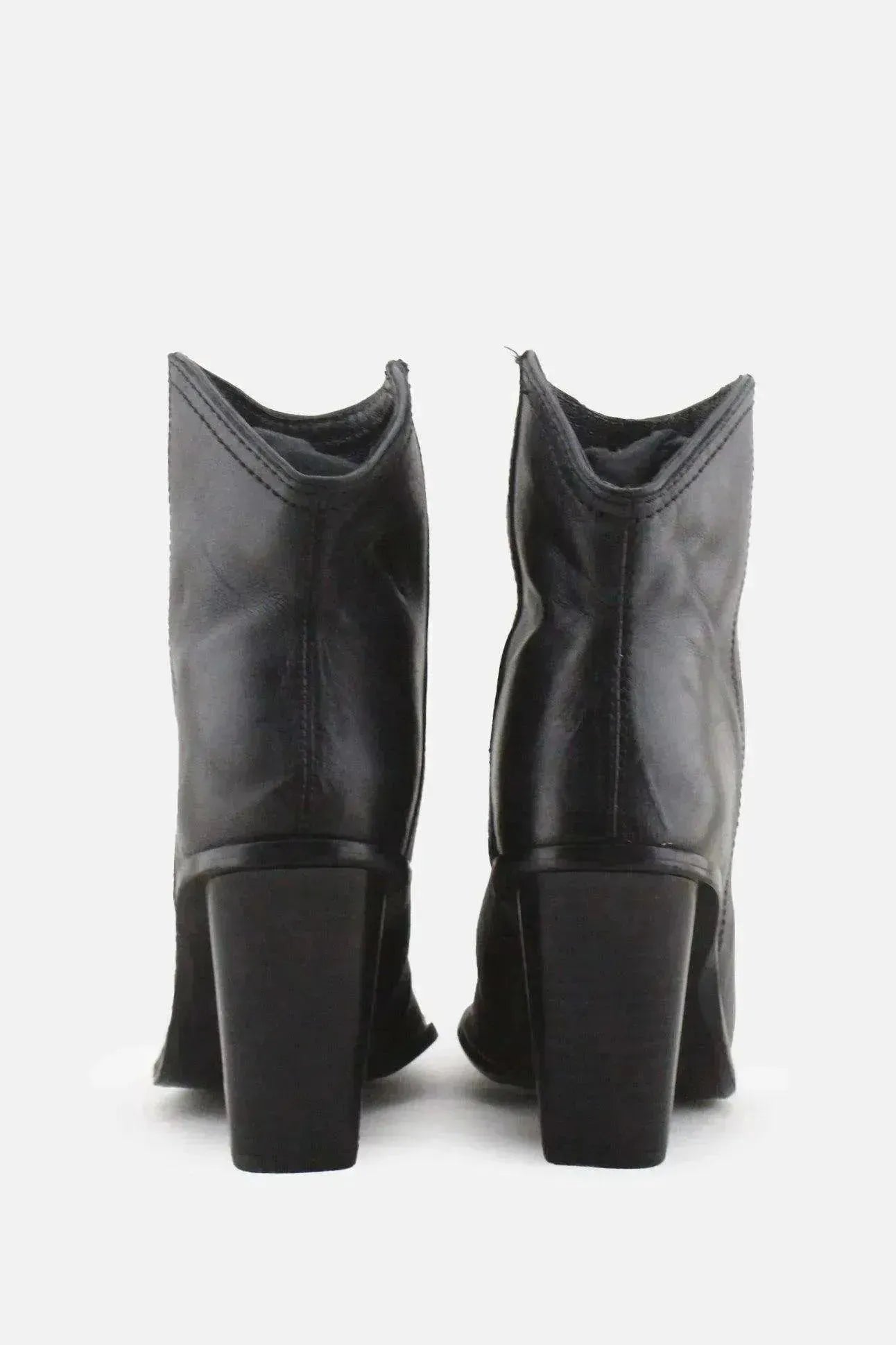 Zara Block Heels Ankle Boots | 100% Authentic Leather - sundaybazar