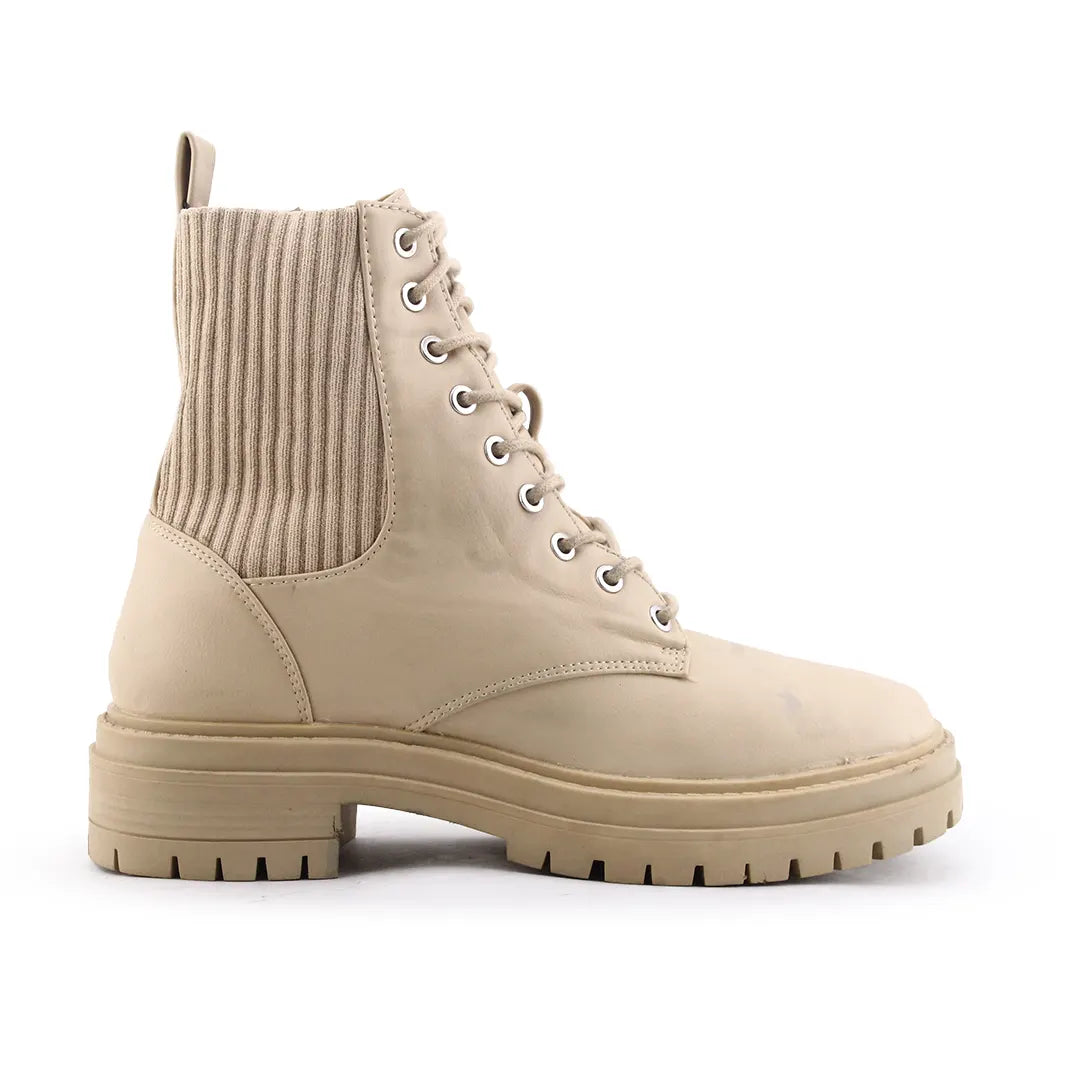 Lefties Zipper Stretchable Lace Up Ankle Boot | 100% Authentic Leather