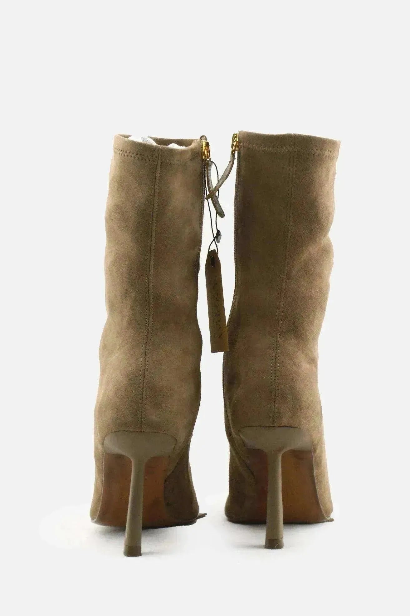 Zara Zipper Stilettos Heels Sock Boots | Suede - sundaybazar