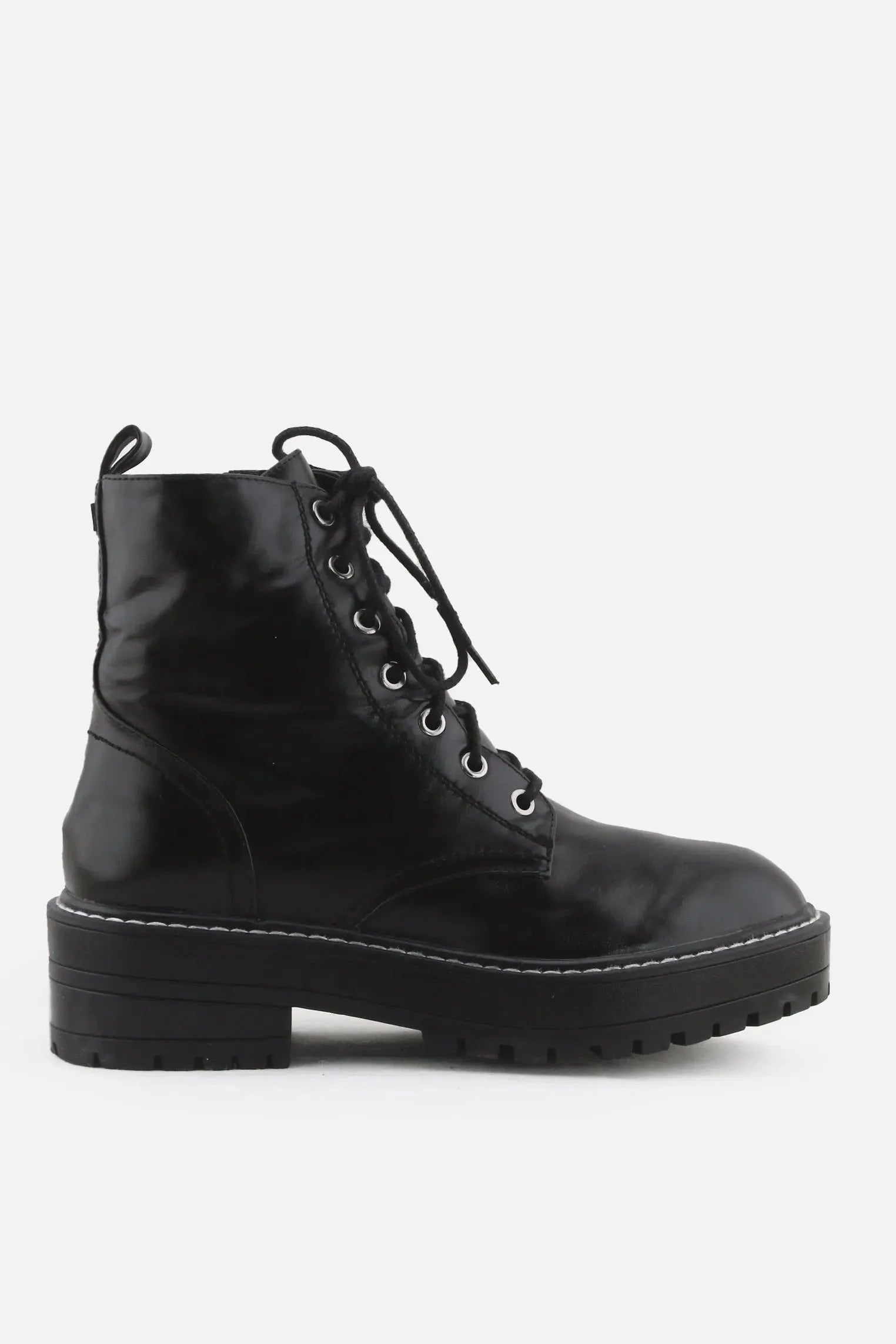 Stradivarius Zipper Laces Combat Boots | 100% Synthetic Leather