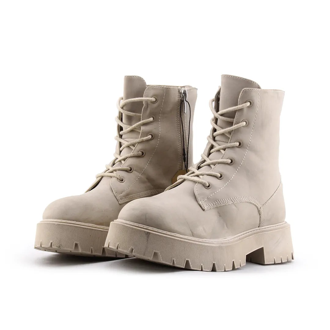 Bershka Zipper Lace Up Ankle Boot | 100% Authentic Leather