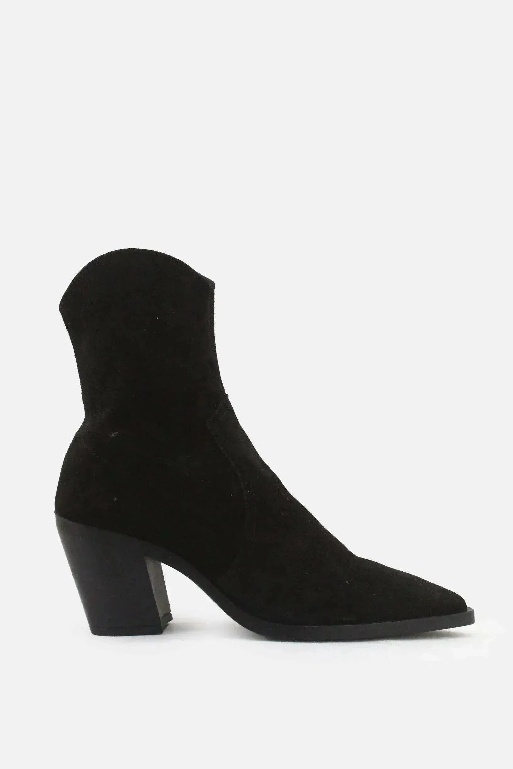 Zara Zipper Block Heels Sock Boots | Suede - sundaybazar