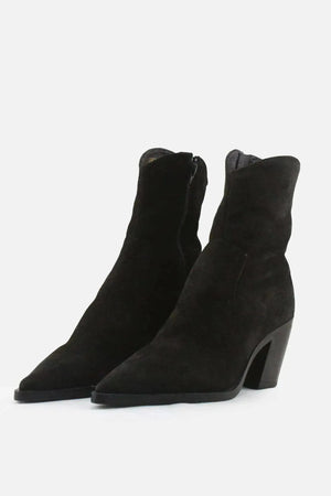 Zara Zipper Block Heels Sock Boots | Suede - sundaybazar