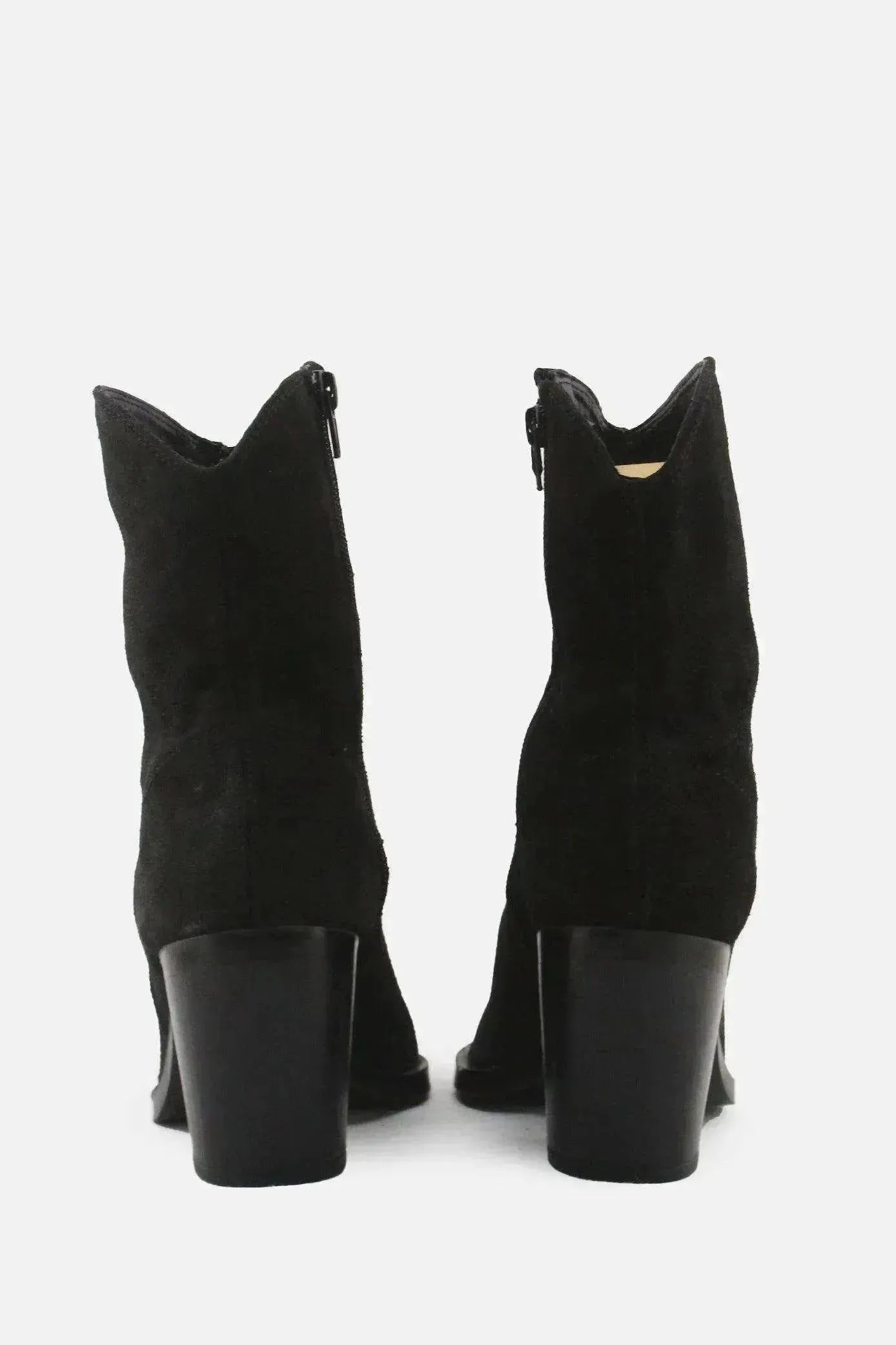 Zara Zipper Block Heels Sock Boots | Suede - sundaybazar