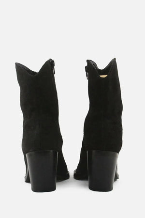 Zara Zipper Block Heels Sock Boots | Suede - sundaybazar