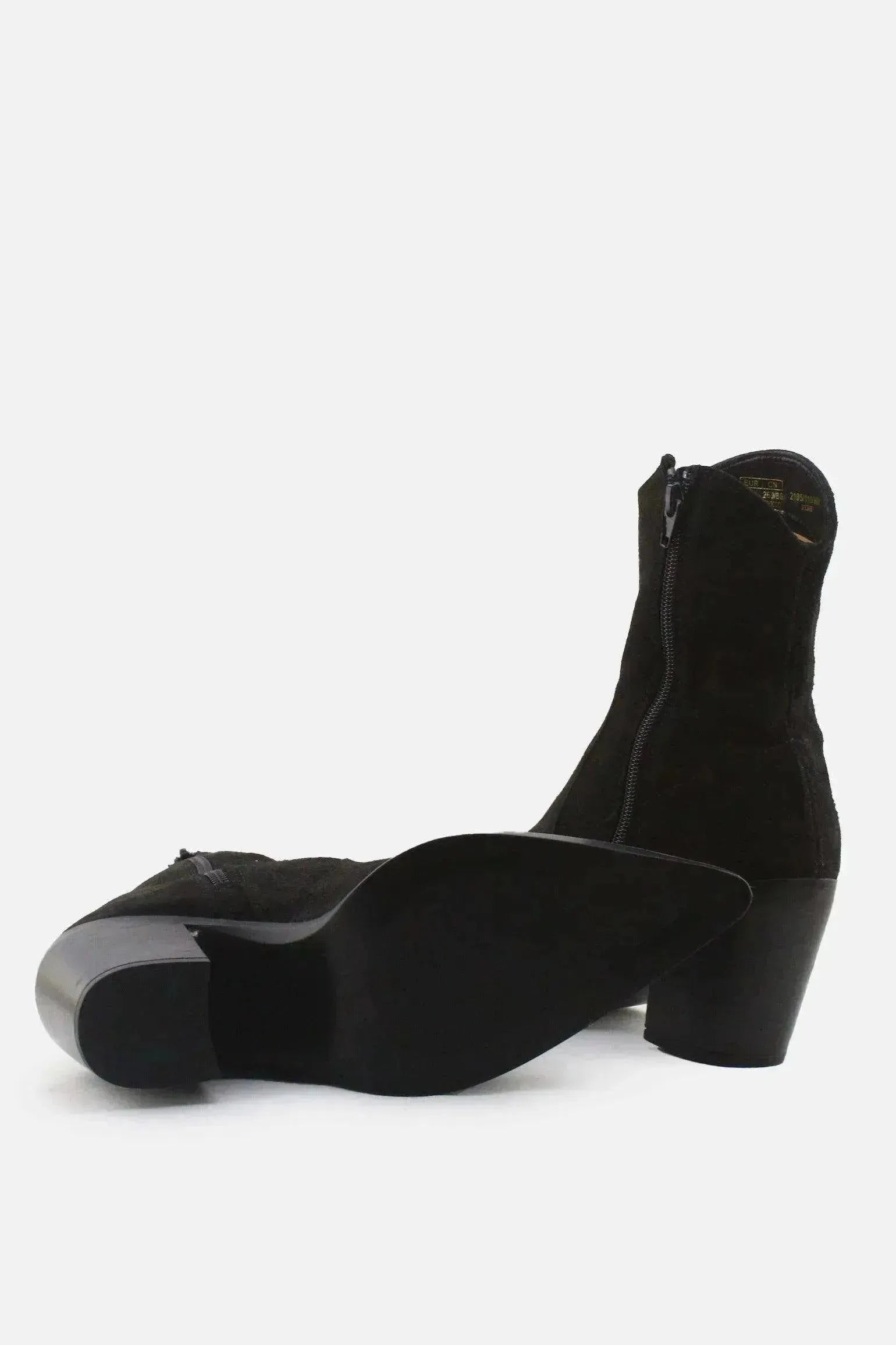 Zara Zipper Block Heels Sock Boots | Suede - sundaybazar