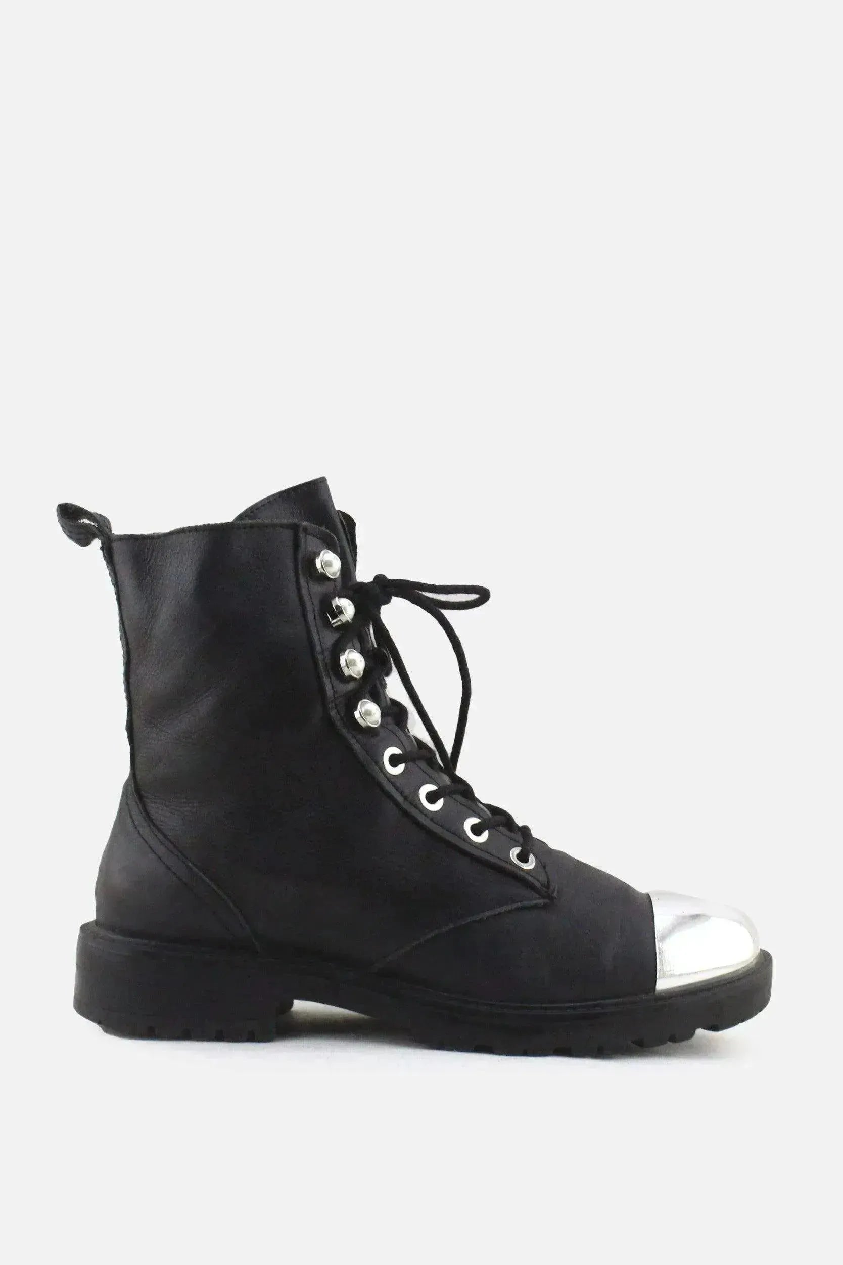 Zara Zipper Laces Combat Boots | 100% Authentic Leather - sundaybazar