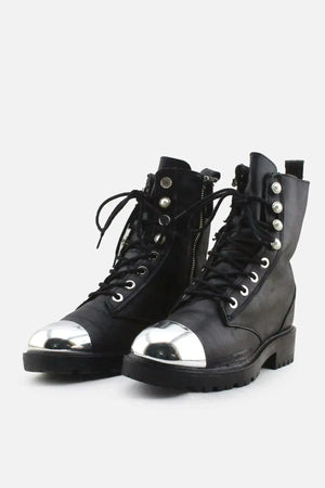 Zara Zipper Laces Combat Boots | 100% Authentic Leather - sundaybazar