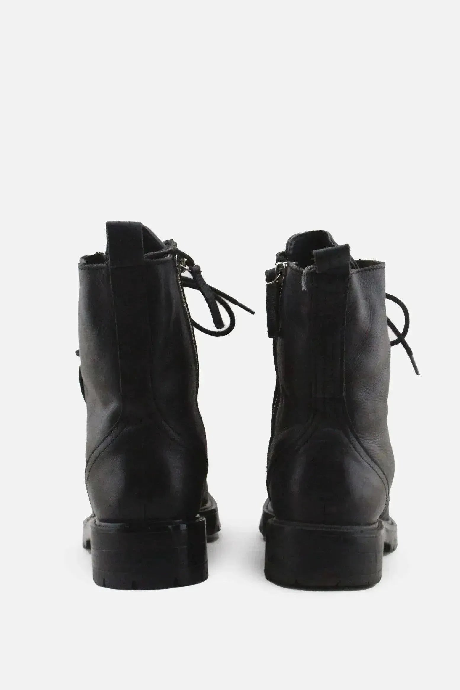 Zara Zipper Laces Combat Boots | 100% Authentic Leather - sundaybazar