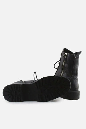 Zara Zipper Laces Combat Boots | 100% Authentic Leather - sundaybazar