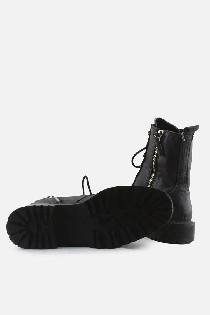 Zara Zipper Laces Combat Boots | 100% Authentic Leather - sundaybazar