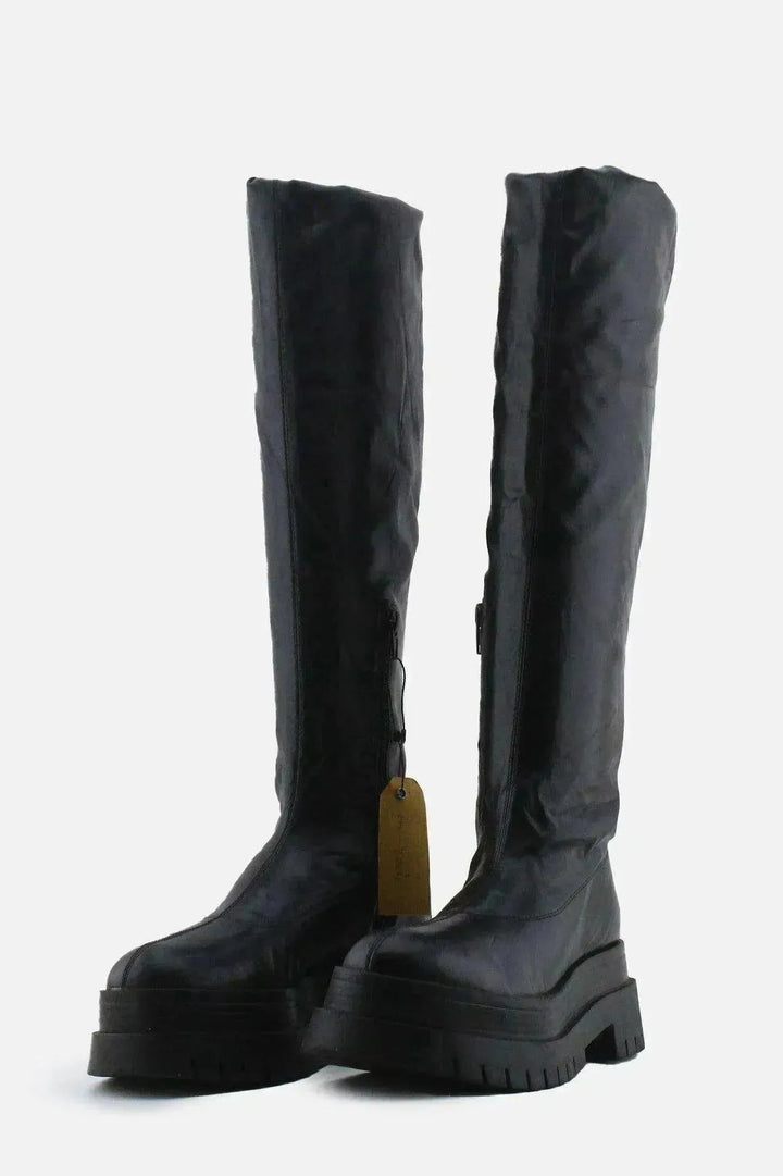 Bershka Zipper Over The Knee Boots | 100% Authentic Leather - sundaybazar