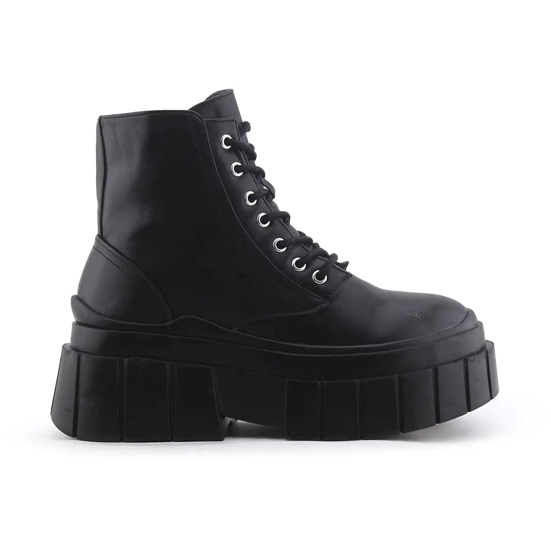 Bershka Zipper Lace Up Ankle Boot | 100% Authentic Leather