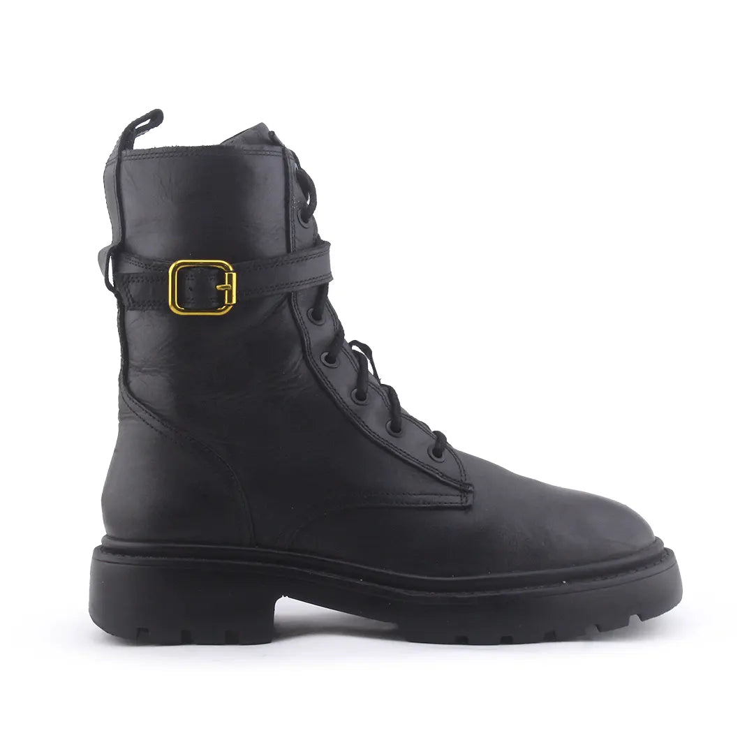 Zara Zipper Buckle Strap Lace Up Ankle Boot | 100% Authentic Leather
