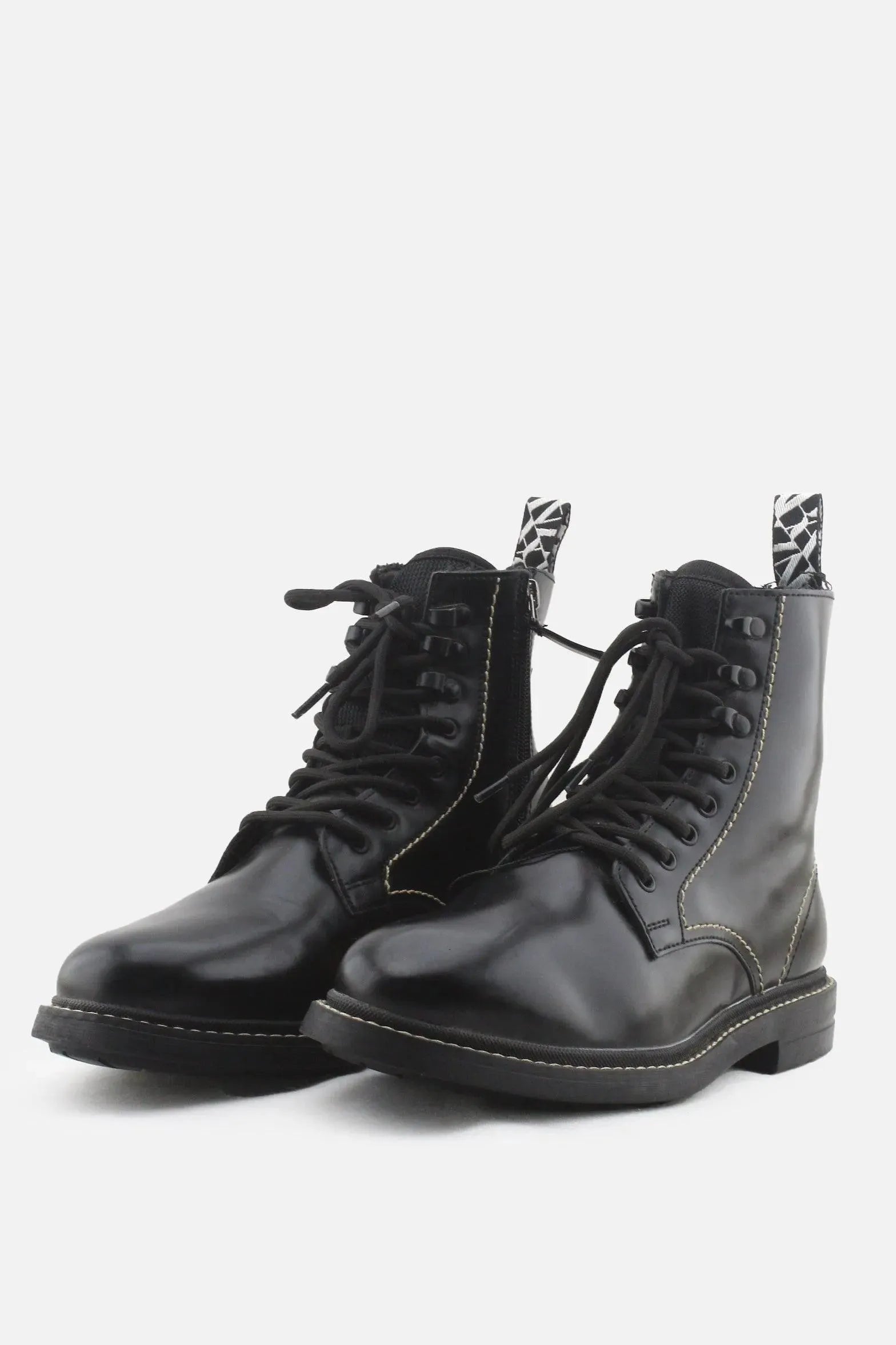 Zara Laces Combat Ankle Boots | 100% Synthetic Leather