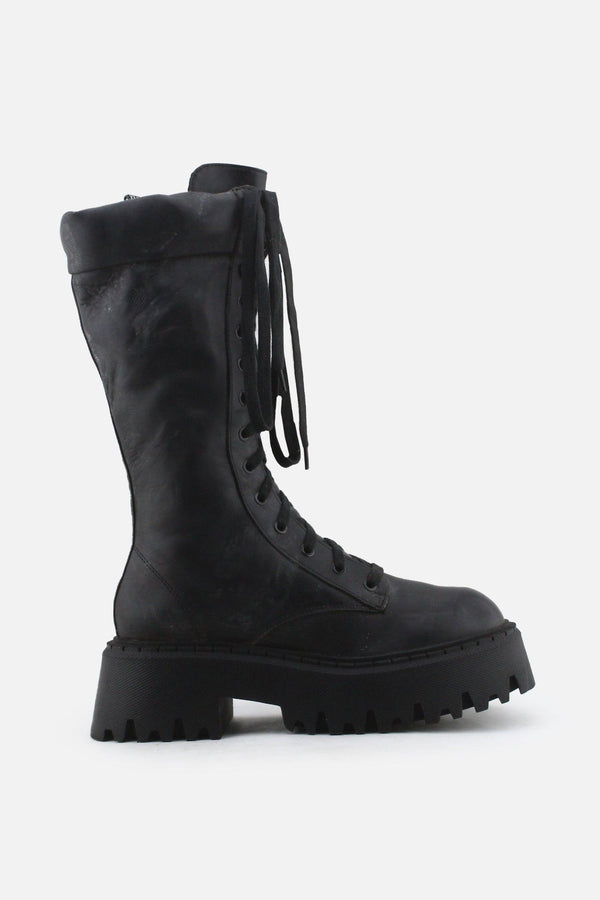 Zara Zipper Laces Combat Long Boots | 100% Authetic Leather