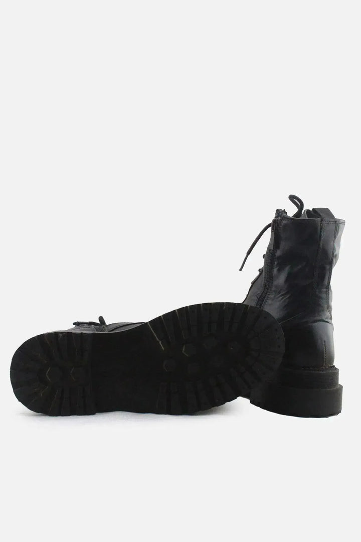 Stradivarius Zipper Laces Combat Boots | 100% Authentic Leather - sundaybazar