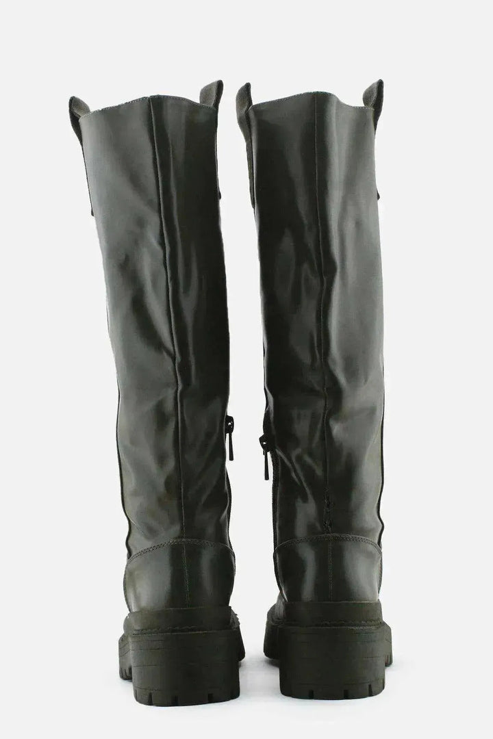 Stradivarius Zipper Knee High Boots | 100% Authetic Leather - sundaybazar