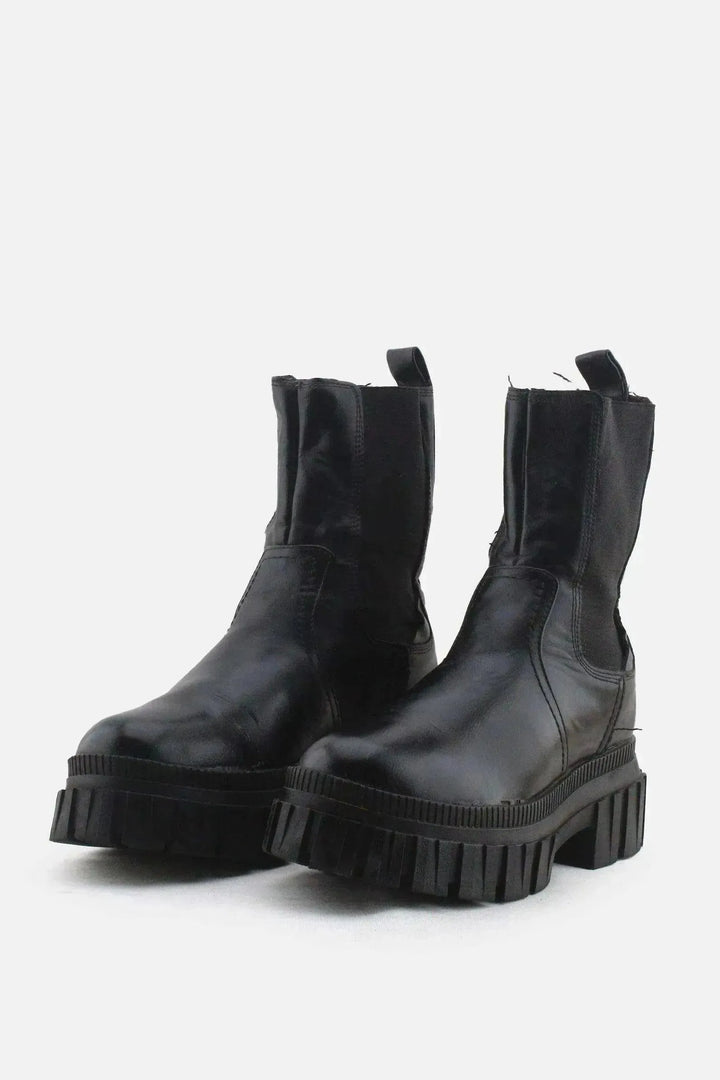 Stradivarius Stretchable Combat Ankle Boots | 100% Authentic Leather - sundaybazar