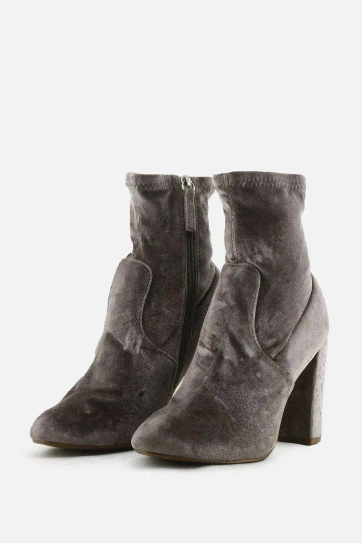 Steve Madden Zipper Block Heels Sock Boots | Suede - sundaybazar
