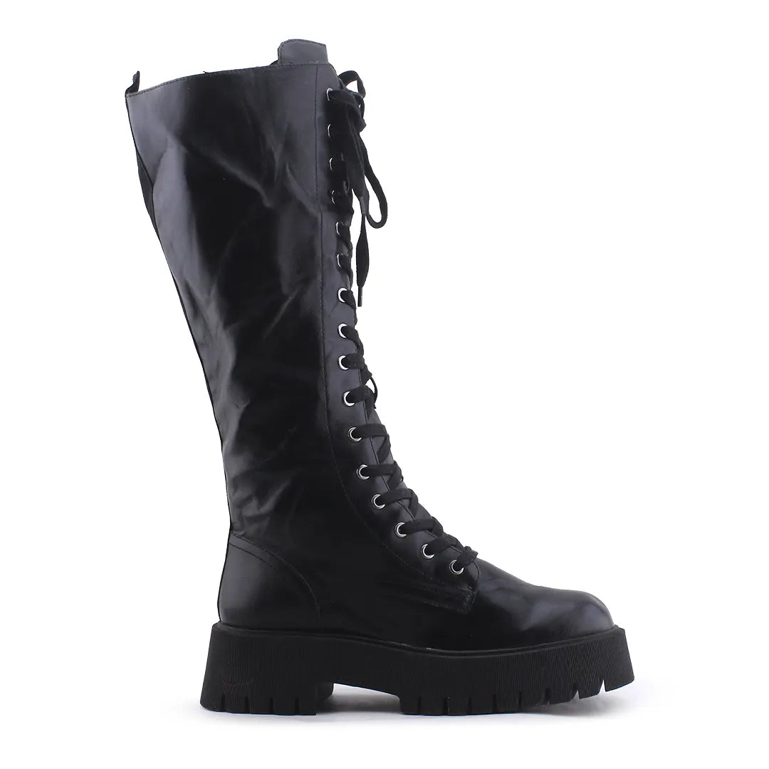 Stradivarius Zipper Lace Up Knee High Boot | 100% Authentic Leather
