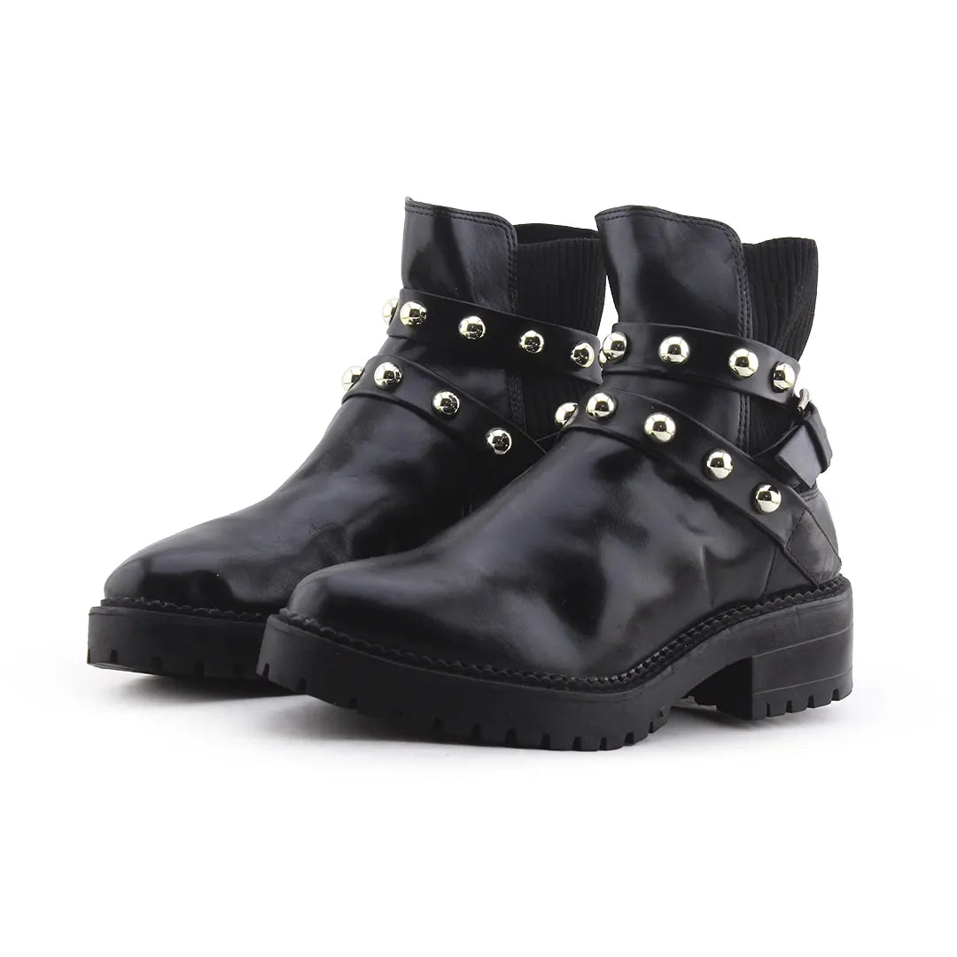 Stradivarius Stretchable Buckle Strap Ankle Boot | 100% Authentic Leather