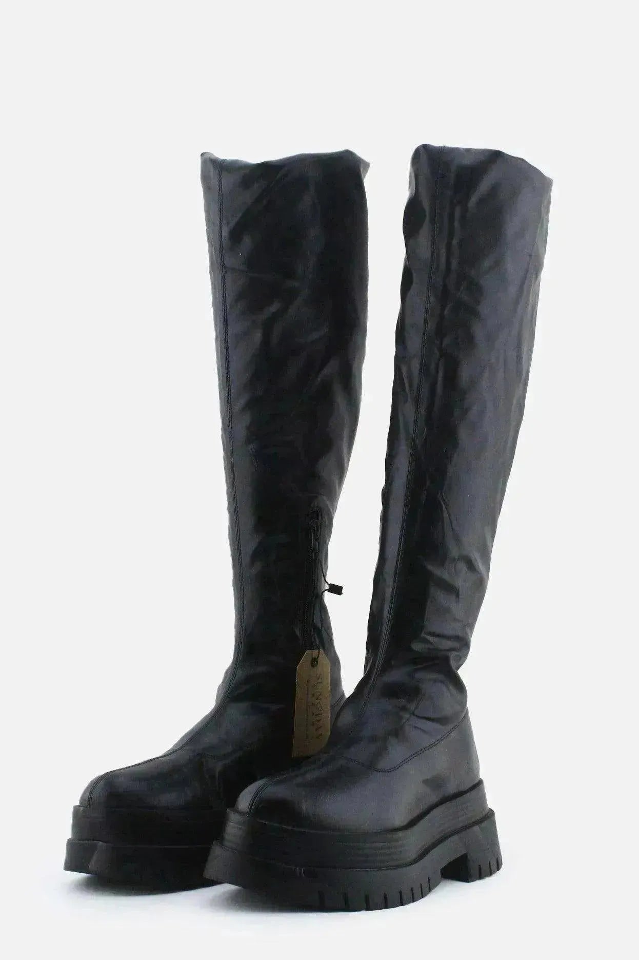 Bershka Zipper Over The Knee Boots | 100% Authetic Leather - sundaybazar