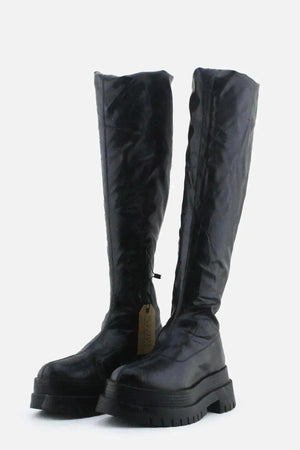 Bershka Zipper Over The Knee Boots | 100% Authetic Leather - sundaybazar