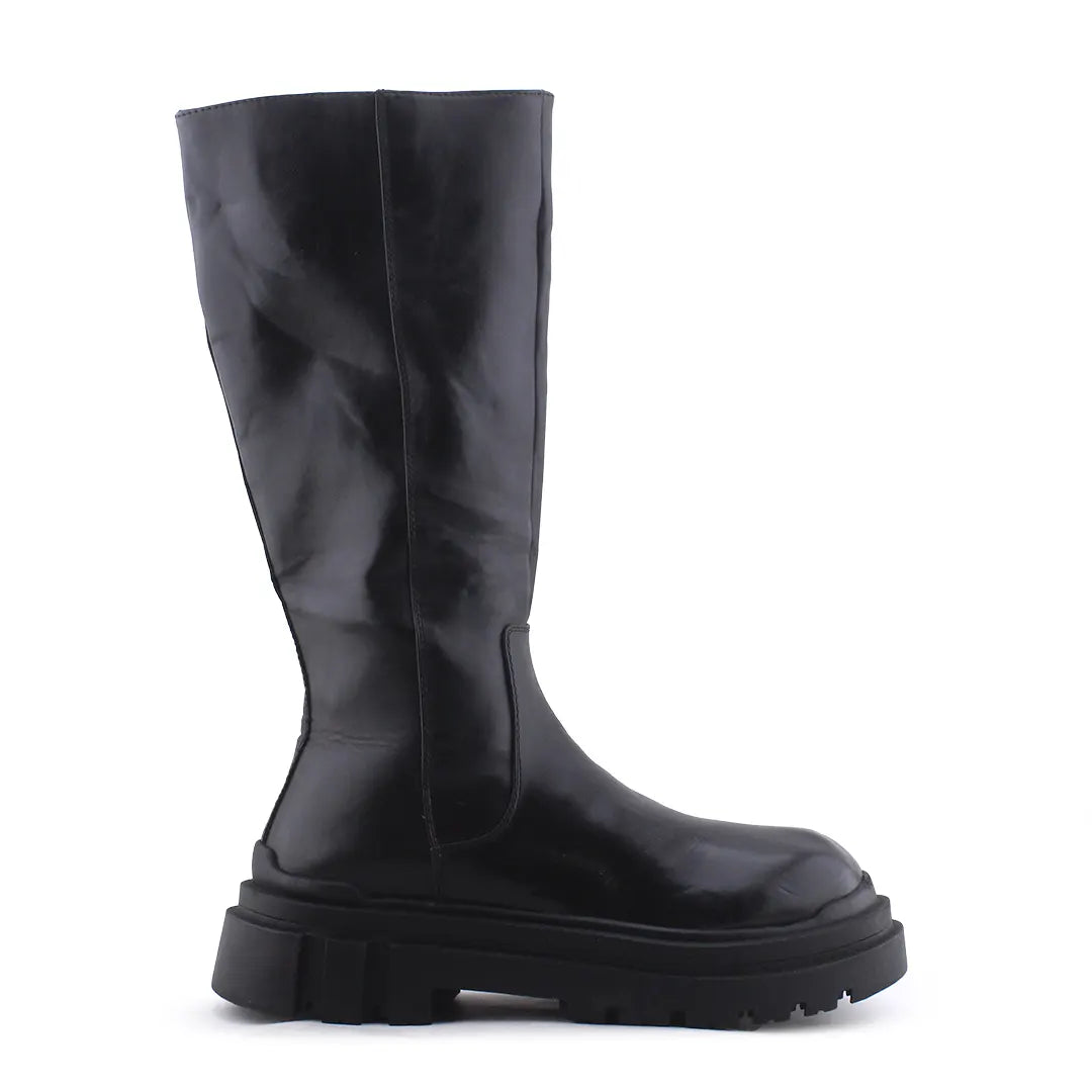 Bershka Zipper Knee High Boot | 100% Authentic Leather