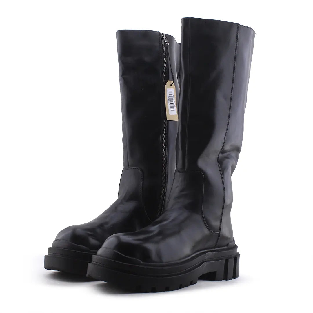 Bershka Zipper Knee High Boot | 100% Authentic Leather