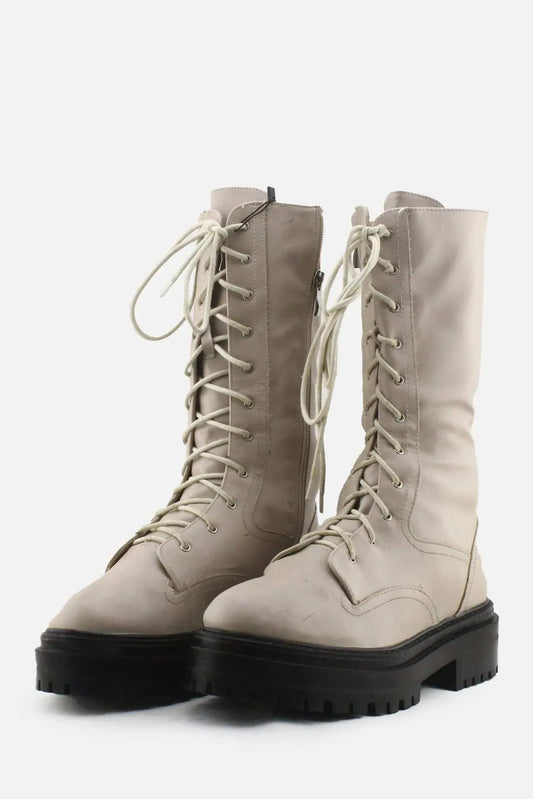 Pretty Little Things Zipper Laces Combat Boots | 100% Authentic Leather