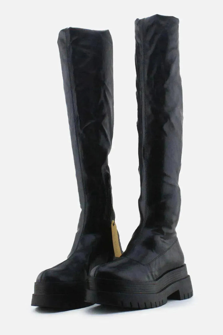 Bershka Zipper Over The Knee Boots | 100% Authetic Leather - sundaybazar
