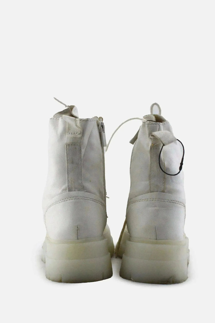 Stradivarius Zipper Laces Combat Ankle Boots | 100% Authentic Leather - sundaybazar