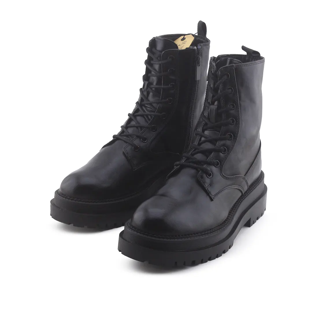 Stradivarius Zipper Lace Up Ankle Boot | 100% Authentic Leather