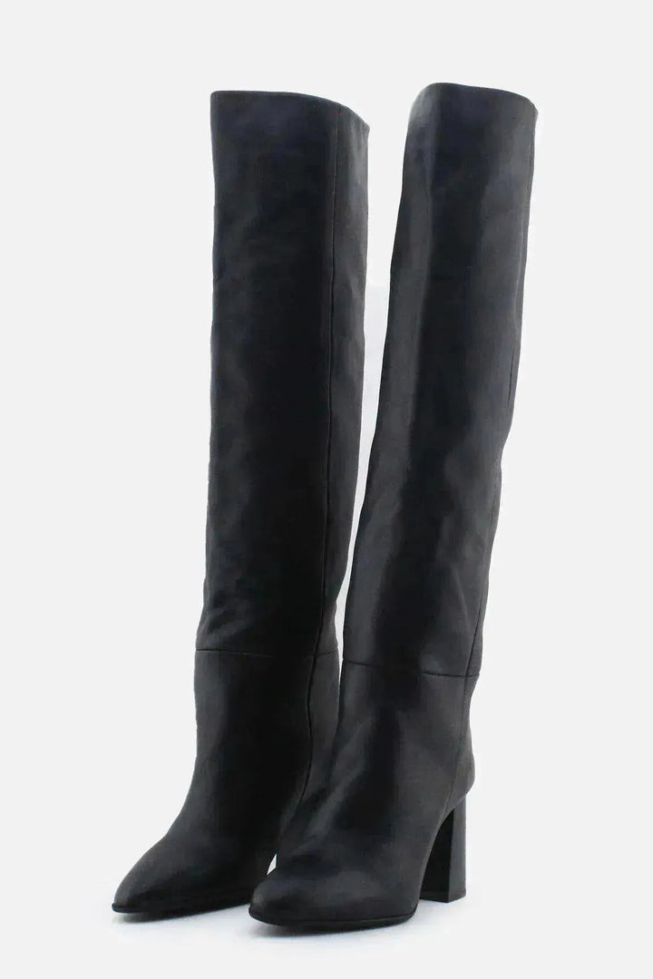 Zara Block Knee High Boots | 100% Authentic Leather - sundaybazar