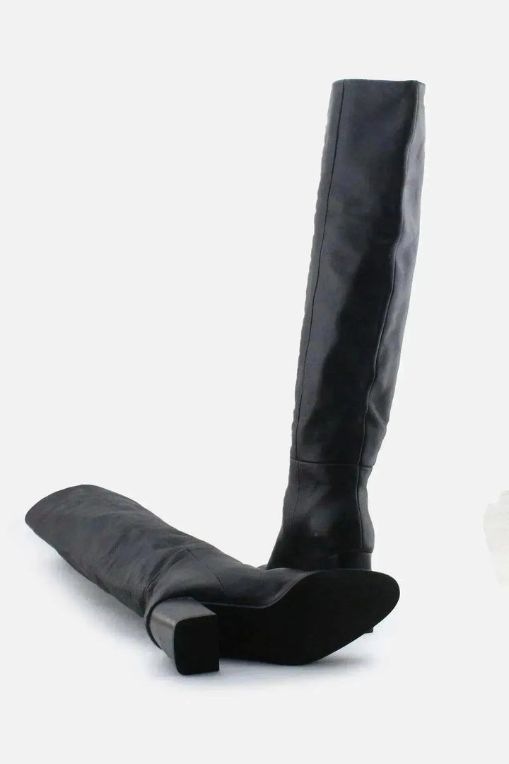Zara Block Knee High Boots | 100% Authentic Leather - sundaybazar