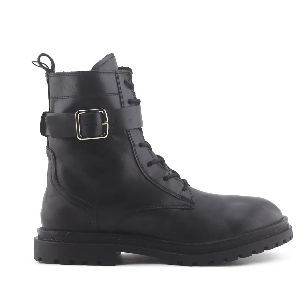 Zara Zipper Buckle Strap Lace Up Ankle Boot | 100% Authentic Leather