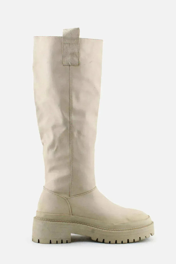 Stradivarius Zipper Knee High Boots | 100% Authentic Leather - sundaybazar
