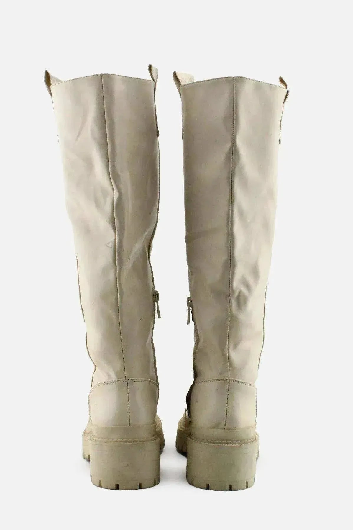 Stradivarius Zipper Knee High Boots | 100% Authentic Leather - sundaybazar