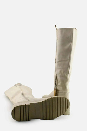 Stradivarius Zipper Knee High Boots | 100% Authentic Leather - sundaybazar
