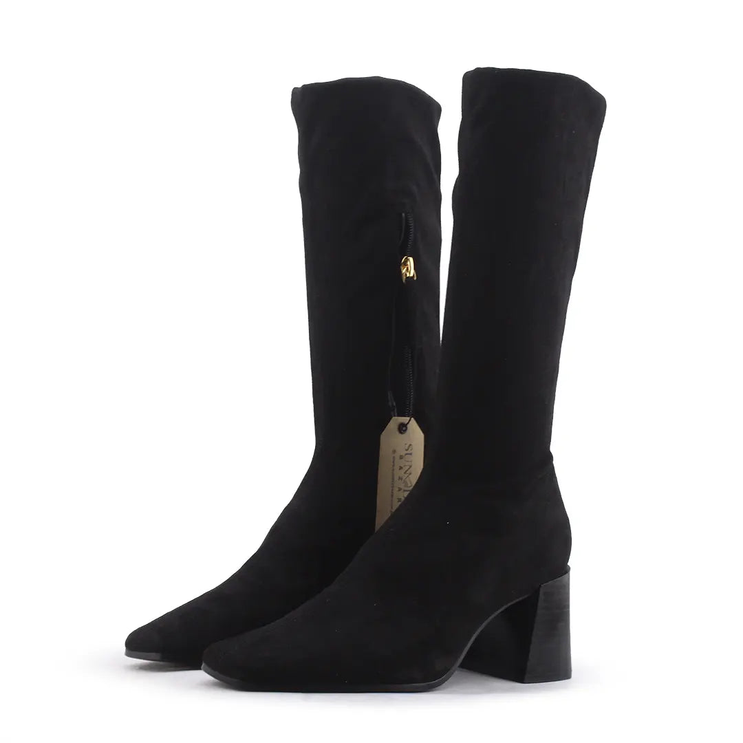 Zara Zipper Suede Over The Knee Boot